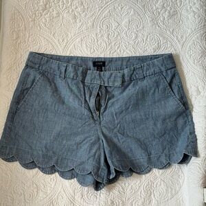J. Crew Blue High Waist Scalloped Shorts